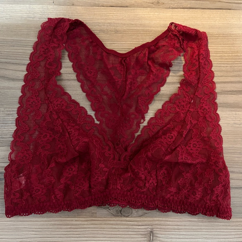 Victoria's Secret Deep Red Lace Bralette NWOT
